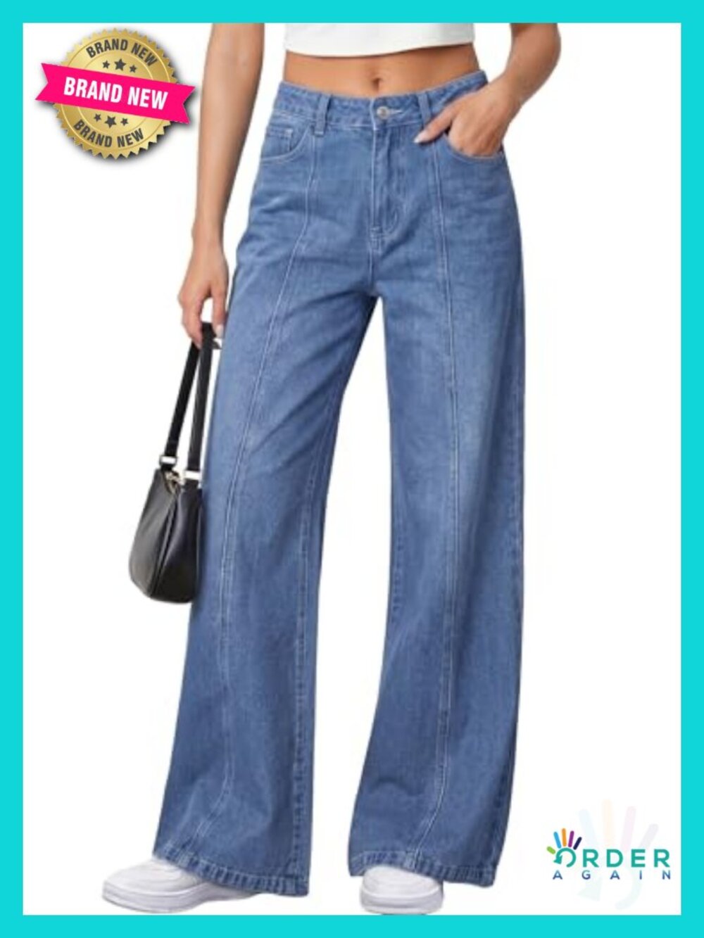 Stretchy Wide Leg Jeans High Waisted Baggy Denim Palazzo Pants